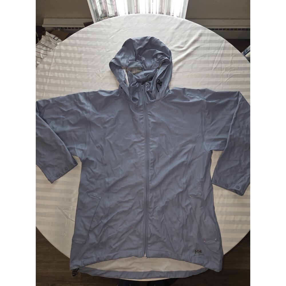 Helly Hanson Rain Jacket Women's Medium Zip Up Coat Hooded Light Blue Outdoors